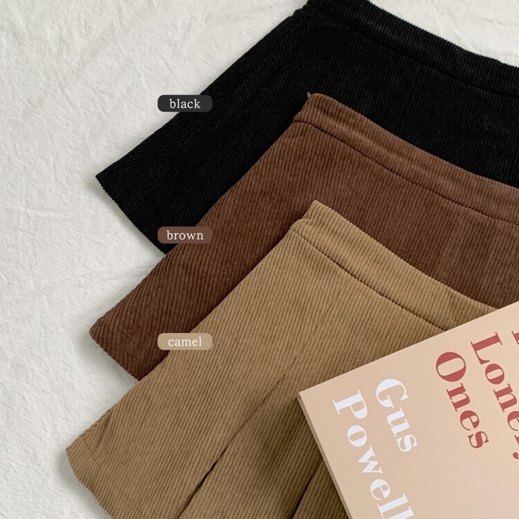 초콜릿 골덴 코듀로이 플리츠 A라인 미니 스커트 팬츠 3color