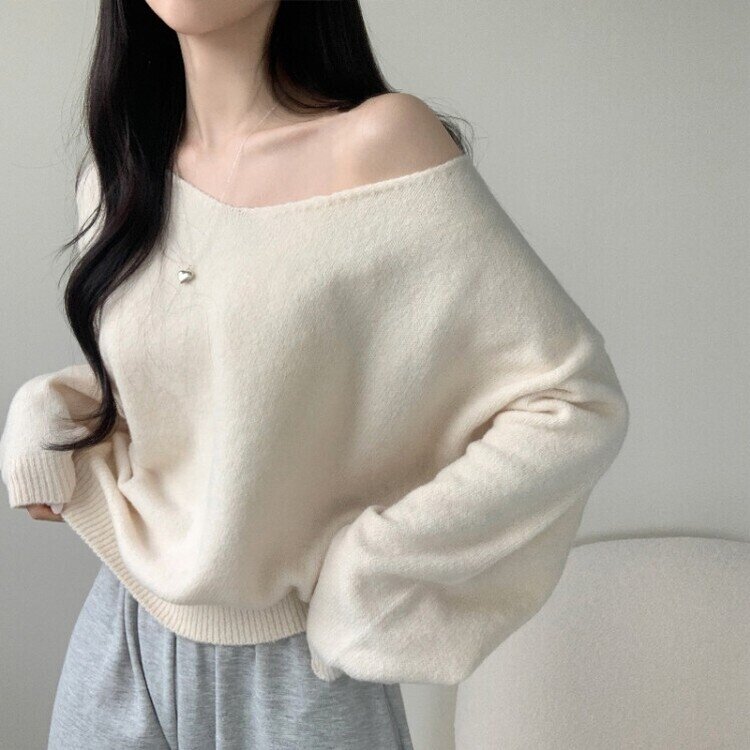 프렌디 캐시 브이넥 루즈핏 긴팔 니트 6color 아이보리