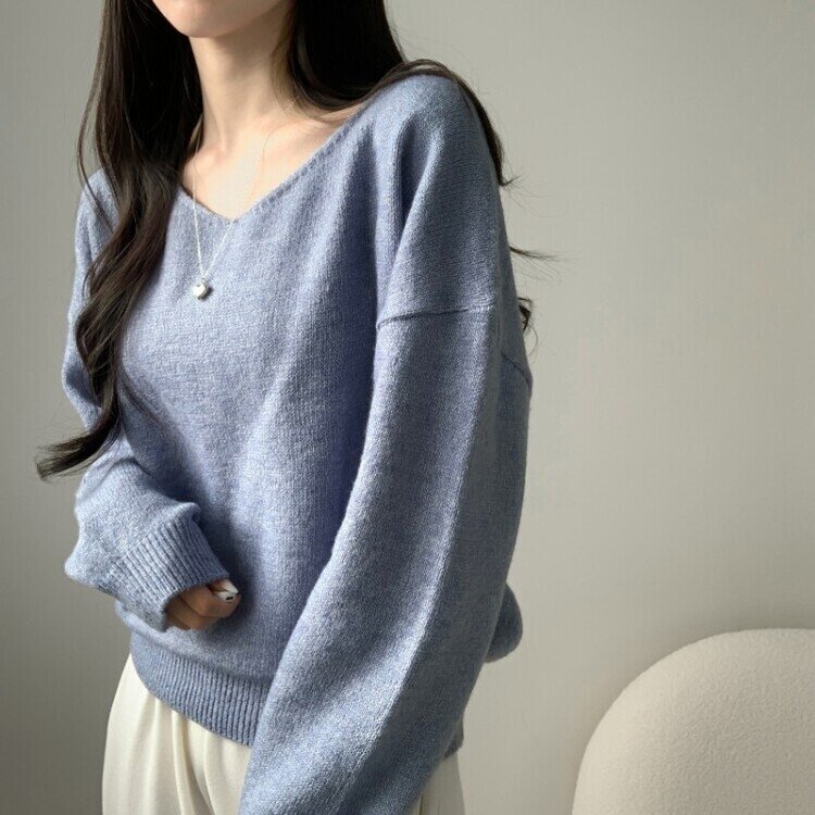 프렌디 캐시 브이넥 루즈핏 긴팔 니트 6color 소라