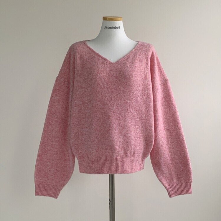 프렌디 캐시 브이넥 루즈핏 긴팔 니트 6color