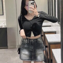 y2kビンテージウォッシングローライズデニムミニスカート｜ミニ