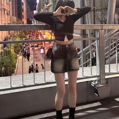 y2kビンテージウォッシングローライズデニムミニスカート｜ミニ