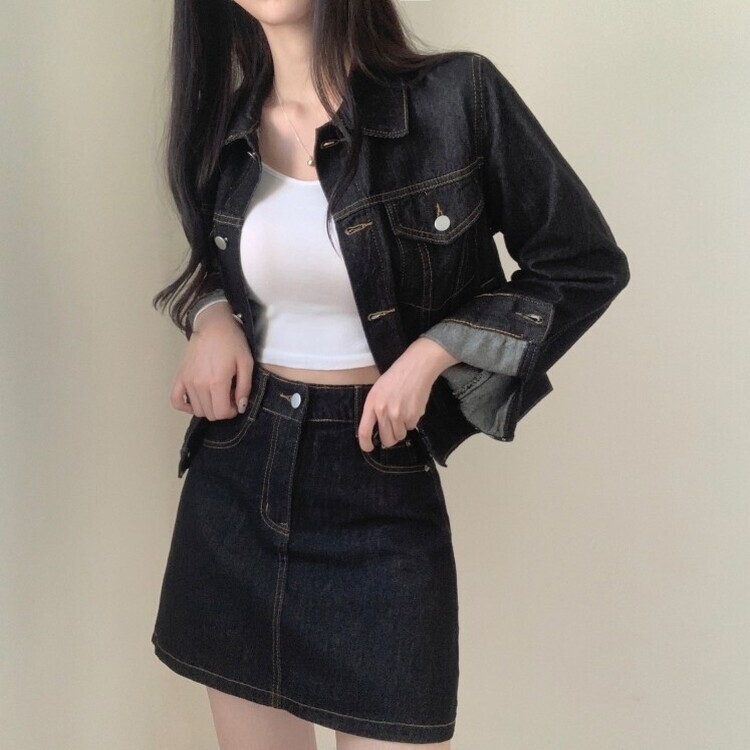 SET着用可能】ノンフェイドデニムジャケット＋ミニスカート