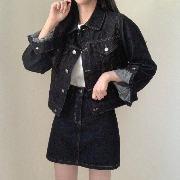 SET着用可能】ノンフェイドデニムジャケット＋ミニスカート