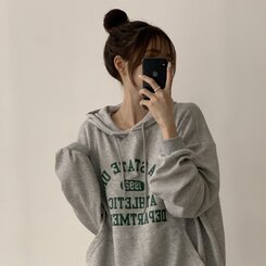 オーバーフィットレタリングカジュアルパーカー GRAY