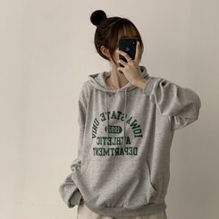 オーバーフィットレタリングカジュアルパーカー GRAY