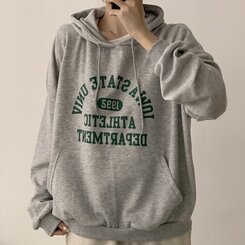 オーバーフィットレタリングカジュアルパーカー GRAY