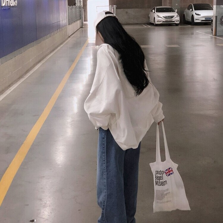 ルーズフィットフードジップアップ5色 WHITE