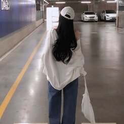 ルーズフィットフードジップアップ5色 WHITE