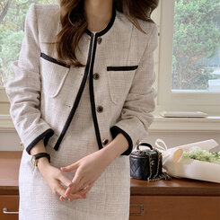 KHAKIPOINT 韓国 ツイード ジャケット ロング Khakipoint ジャケット 韓国最 安値