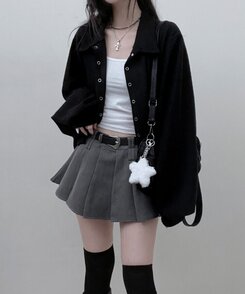 【ベルトSET】パンツインプリーツミニスカート GRAY