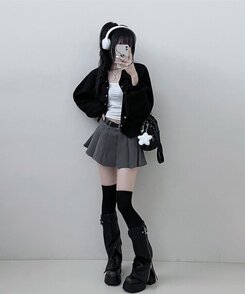 【ベルトSET】パンツインプリーツミニスカート GRAY