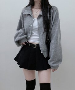 【ベルトSET】パンツインプリーツミニスカート BLACK