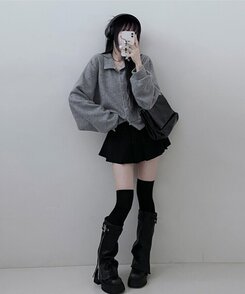 【ベルトSET】パンツインプリーツミニスカート BLACK
