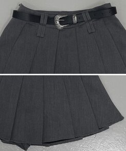 【ベルトSET】パンツインプリーツミニスカート