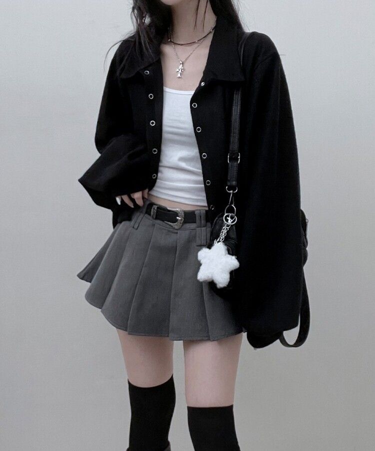 【ベルトSET】パンツインプリーツミニスカート GRAY