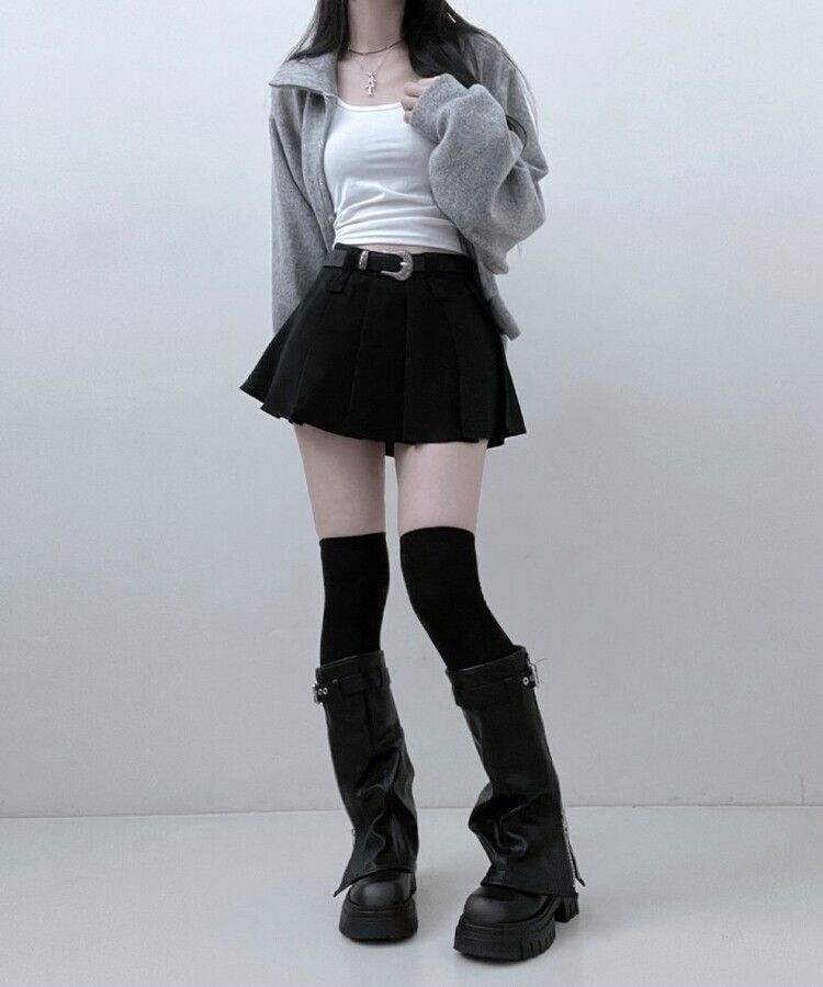 【ベルトSET】パンツインプリーツミニスカート BLACK