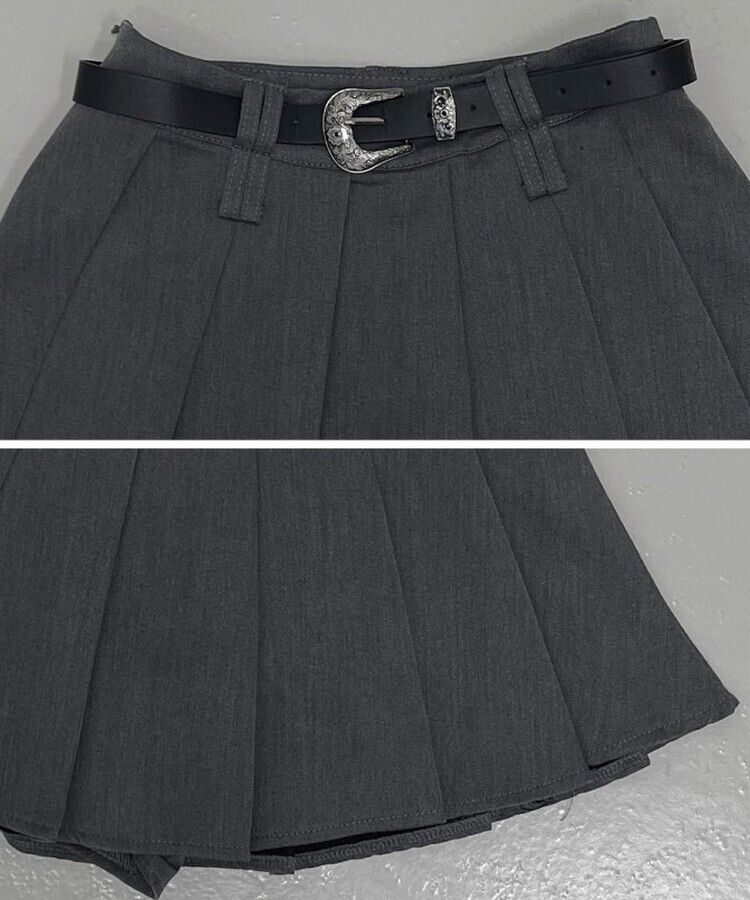 【ベルトSET】パンツインプリーツミニスカート