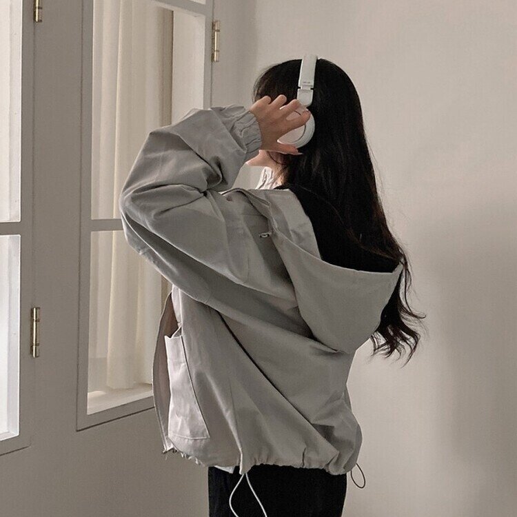 기온차심한 간절기필수템 코튼 박시핏 후드 점퍼 스톤