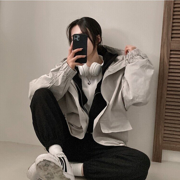 기온차심한 간절기필수템 코튼 박시핏 후드 점퍼 스톤