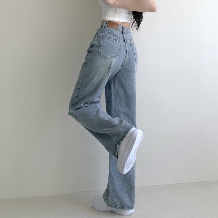 메이킷 하이웨스트 캣브러쉬 워싱 데님 와이드 팬츠 바지 키작녀 키큰녀 빅사이즈 청바지 연청