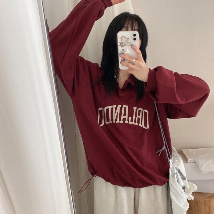 STS42782 レタリング刺繍襟付きトレーナー スウェット - ilang