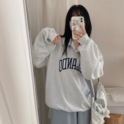 レタリング刺繍襟付きトレーナー｜スウェット｜韓国ファッション通販 SONA