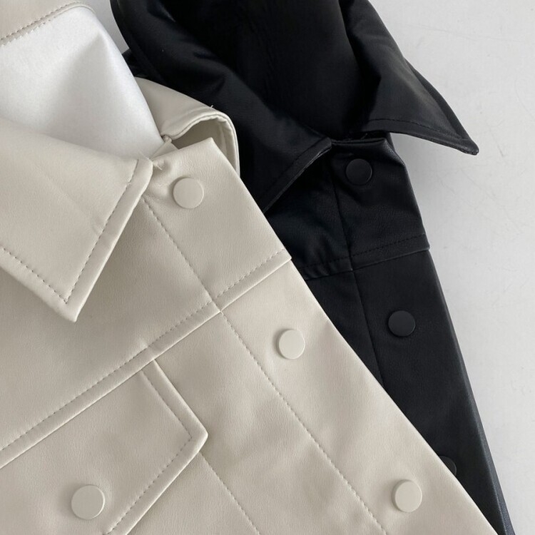 노제 크롭 오버핏 밴딩 레더 자켓