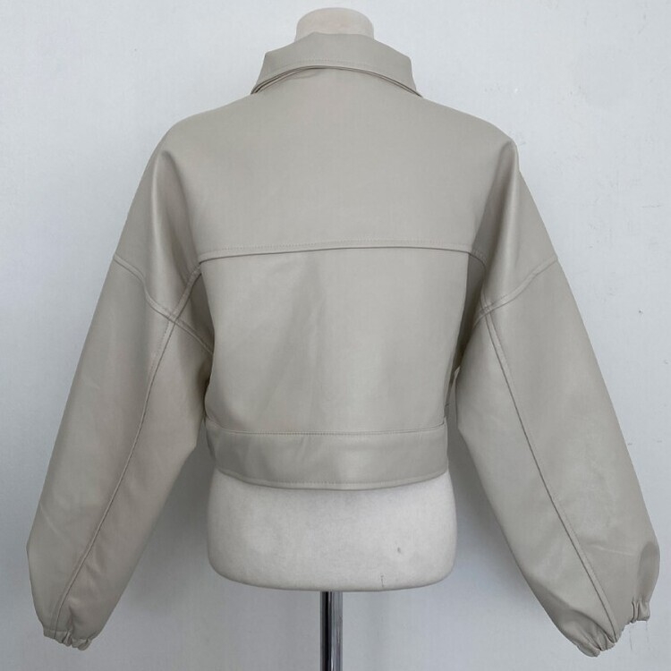 노제 크롭 오버핏 밴딩 레더 자켓