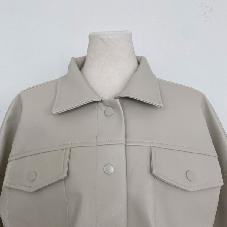 노제 크롭 오버핏 밴딩 레더 자켓