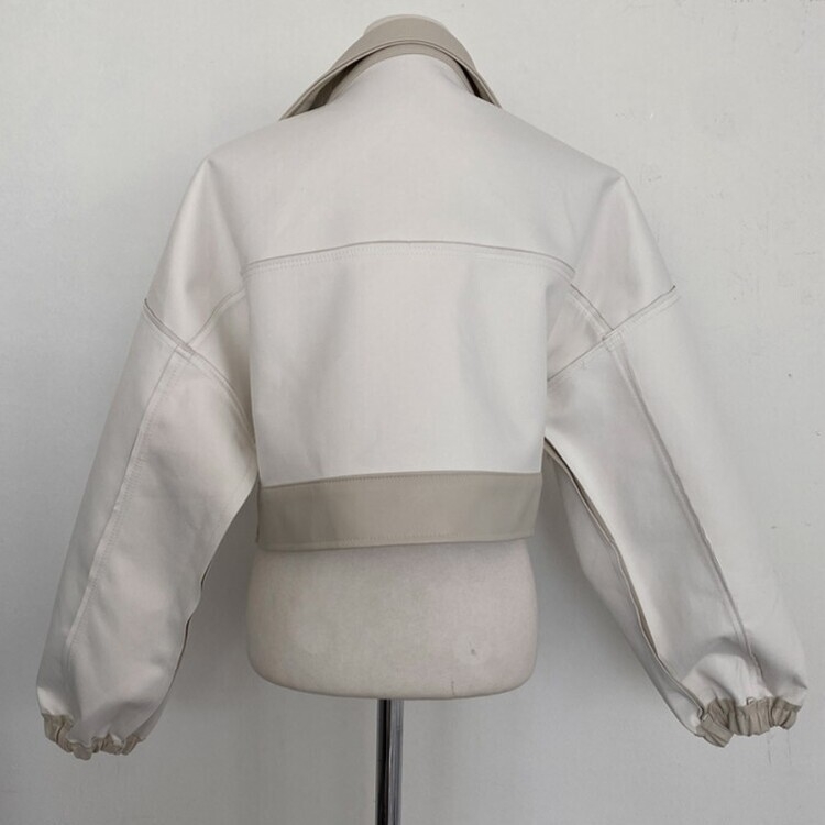 노제 크롭 오버핏 밴딩 레더 자켓