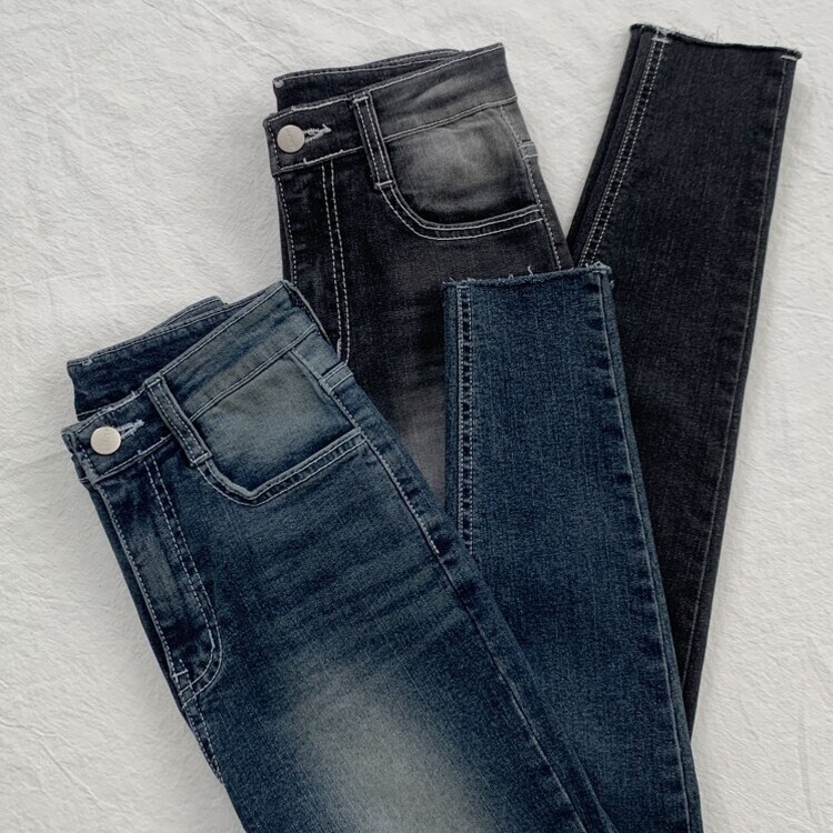 体つき補正スキニースパンハイウエストデニムパンツ｜デニム