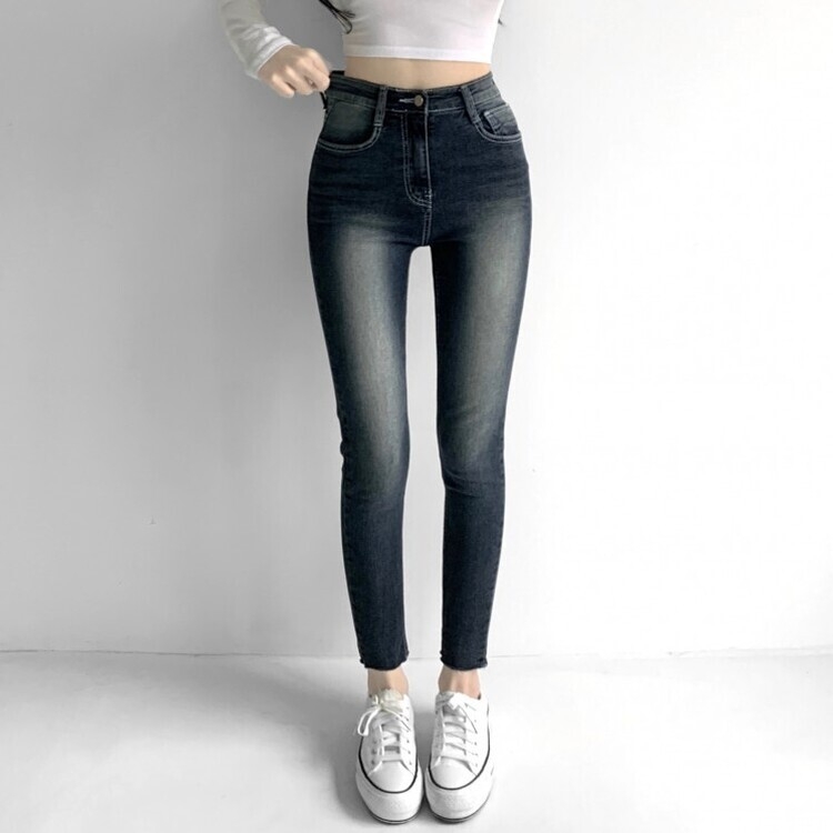 캣츠 샌드 리얼 스키니 스판 하이웨스트 진청 데님 팬츠 청바지 진청 바지 키작녀 키큰녀 수선 no큰녀 밑단 컷팅 수선no 진청