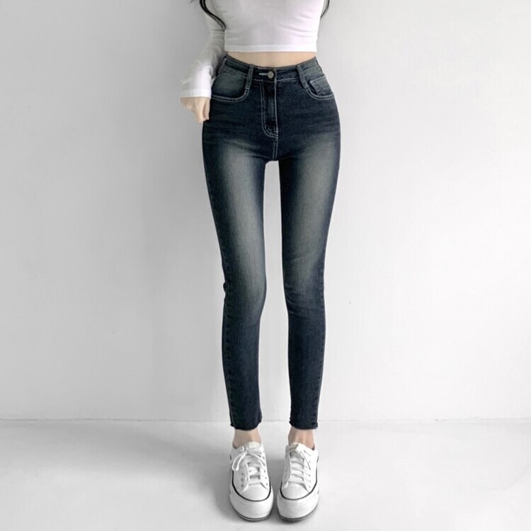 캣츠 샌드 리얼 스키니 스판 하이웨스트 진청 데님 팬츠 청바지 진청 바지 키작녀 키큰녀 수선 no큰녀 밑단 컷팅 수선no 진청