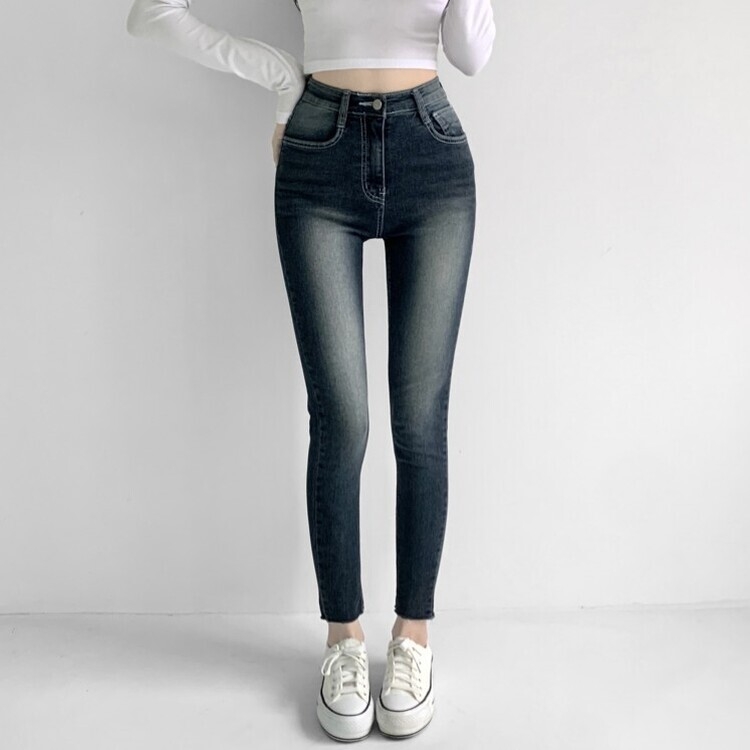 캣츠 샌드 리얼 스키니 스판 하이웨스트 진청 데님 팬츠 청바지 진청 바지 키작녀 키큰녀 수선 no큰녀 밑단 컷팅 수선no 진청