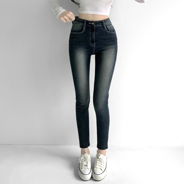 캣츠 샌드 리얼 스키니 스판 하이웨스트 진청 데님 팬츠 청바지 진청 바지 키작녀 키큰녀 수선 no큰녀 밑단 컷팅 수선no 진청