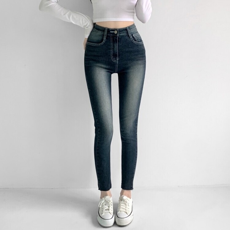 캣츠 샌드 리얼 스키니 스판 하이웨스트 진청 데님 팬츠 청바지 진청 바지 키작녀 키큰녀 수선 no큰녀 밑단 컷팅 수선no 진청