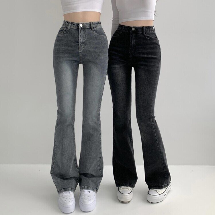빈티지 스톤 워싱 하이웨스트 부츠컷 스판 데님 팬츠 키작녀 키큰녀 빅사이즈 청바지 그레이