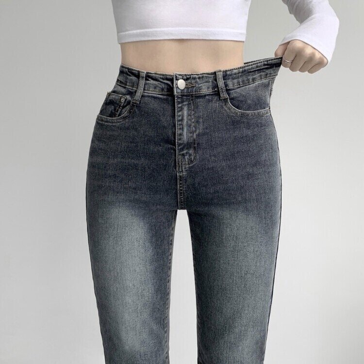 빈티지 스톤 워싱 하이웨스트 부츠컷 스판 데님 팬츠 키작녀 키큰녀 빅사이즈 청바지 그레이
