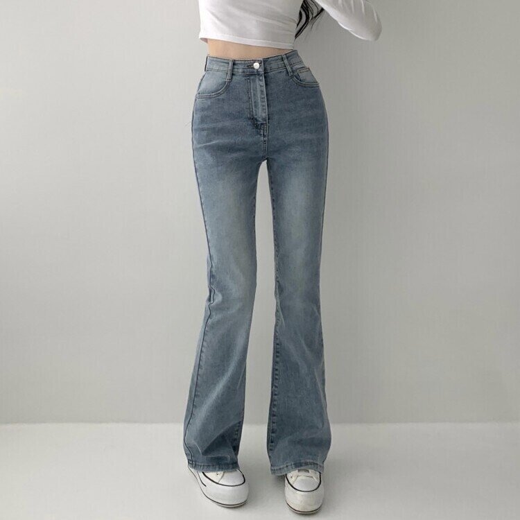 빈티지 스톤 워싱 하이웨스트 부츠컷 스판 데님 팬츠 키작녀 키큰녀 빅사이즈 청바지 연청