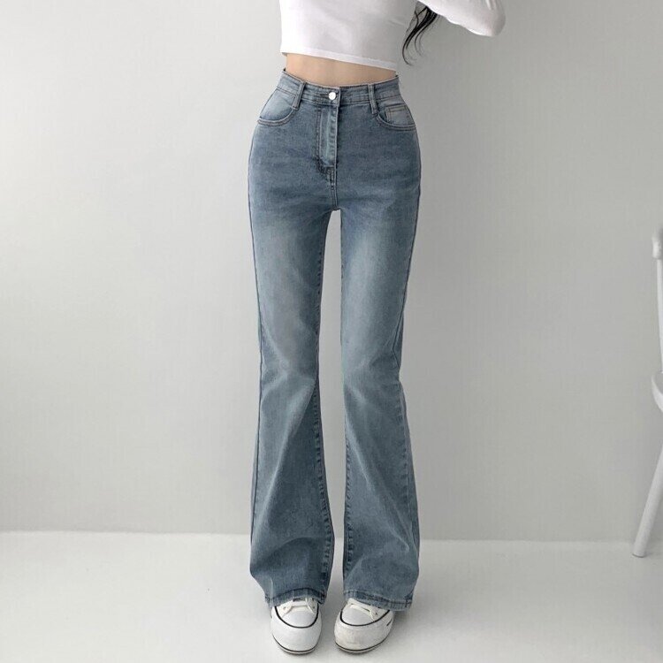 빈티지 스톤 워싱 하이웨스트 부츠컷 스판 데님 팬츠 키작녀 키큰녀 빅사이즈 청바지 연청