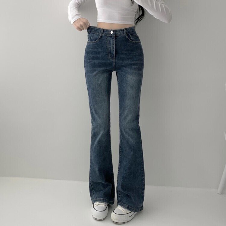 빈티지 스톤 워싱 하이웨스트 부츠컷 스판 데님 팬츠 키작녀 키큰녀 빅사이즈 청바지 중청