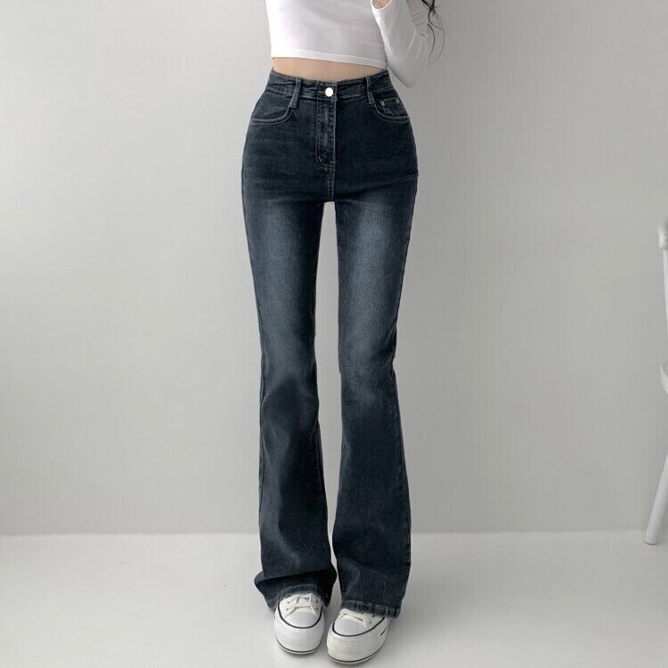 빈티지 스톤 워싱 하이웨스트 부츠컷 스판 데님 팬츠 키작녀 키큰녀 빅사이즈 청바지 진청