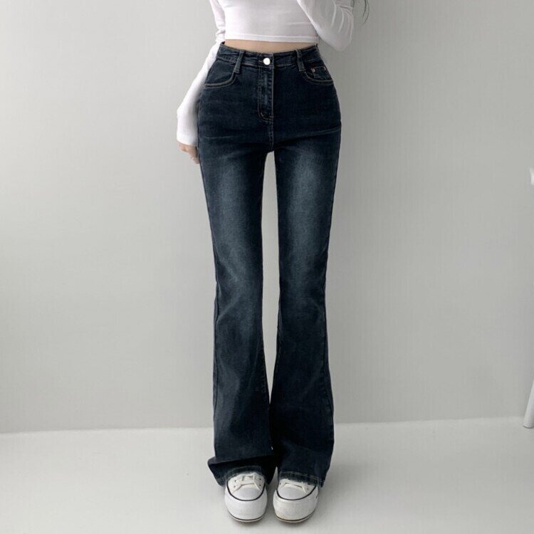 빈티지 스톤 워싱 하이웨스트 부츠컷 스판 데님 팬츠 키작녀 키큰녀 빅사이즈 청바지 진청