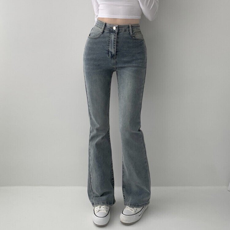 빈티지 스톤 워싱 하이웨스트 부츠컷 스판 데님 팬츠 키작녀 키큰녀 빅사이즈 청바지 빈티지블루