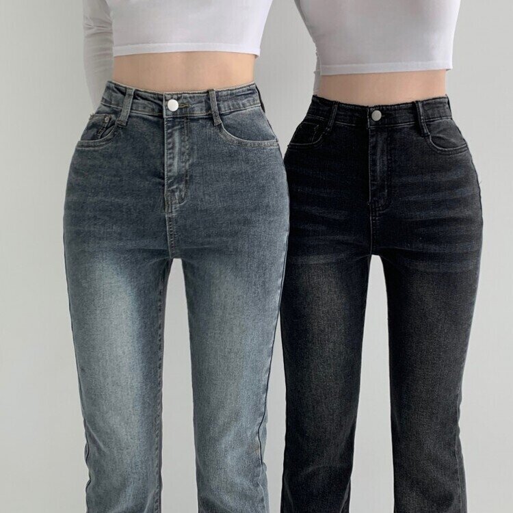 빈티지 스톤 워싱 하이웨스트 부츠컷 스판 데님 팬츠 키작녀 키큰녀 빅사이즈 청바지 흑청