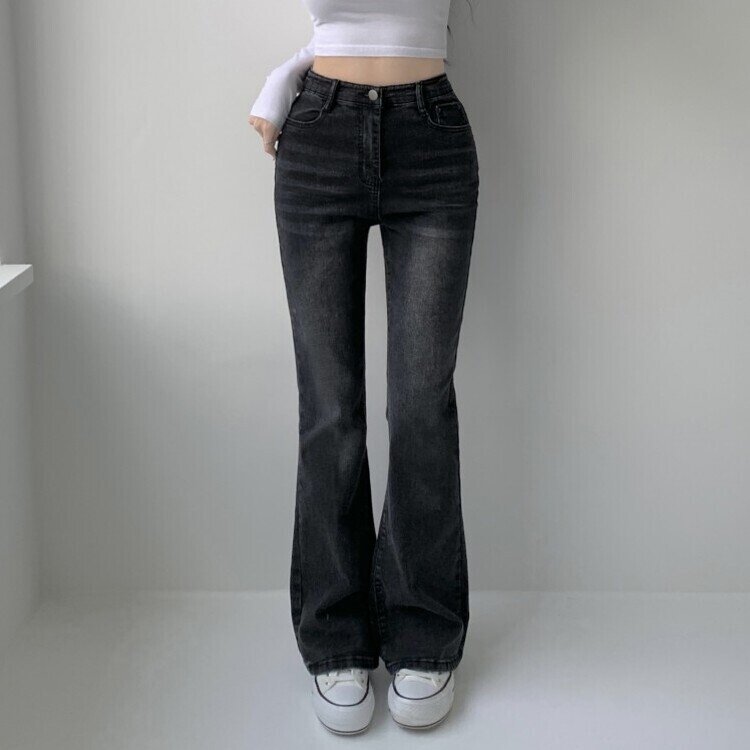 빈티지 스톤 워싱 하이웨스트 부츠컷 스판 데님 팬츠 키작녀 키큰녀 빅사이즈 청바지 흑청