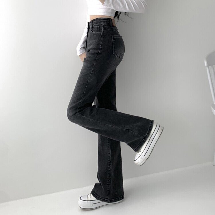 빈티지 스톤 워싱 하이웨스트 부츠컷 스판 데님 팬츠 키작녀 키큰녀 빅사이즈 청바지 흑청