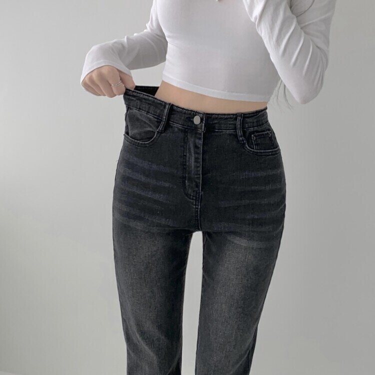 빈티지 스톤 워싱 하이웨스트 부츠컷 스판 데님 팬츠 키작녀 키큰녀 빅사이즈 청바지 흑청