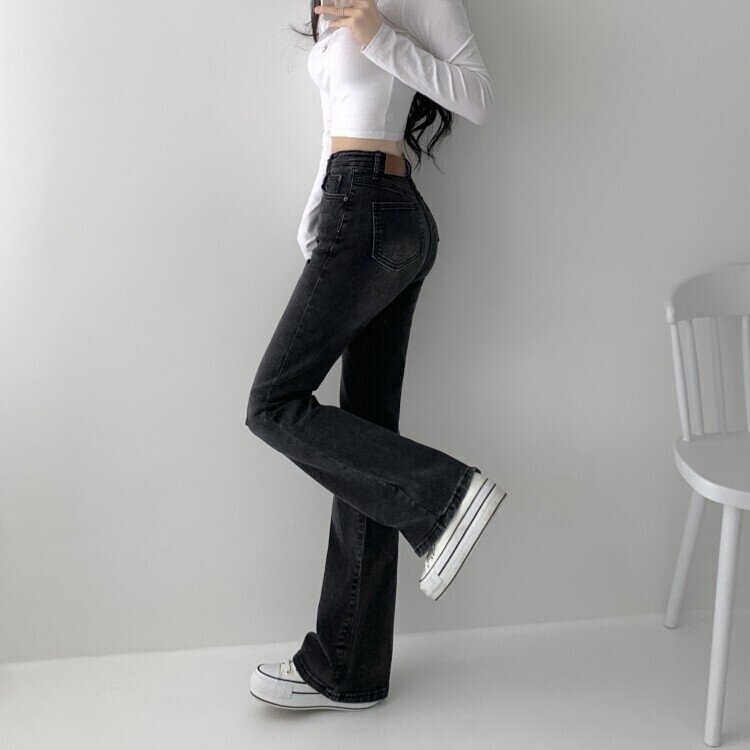 빈티지 스톤 워싱 하이웨스트 부츠컷 스판 데님 팬츠 키작녀 키큰녀 빅사이즈 청바지 흑청